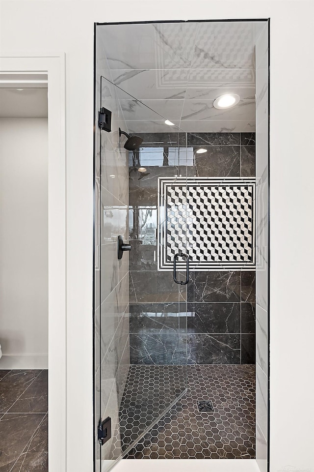 bathroom featuring walk in shower