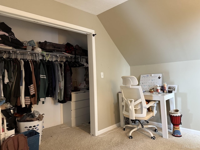 interior space featuring lofted ceiling