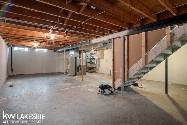 basement with water heater