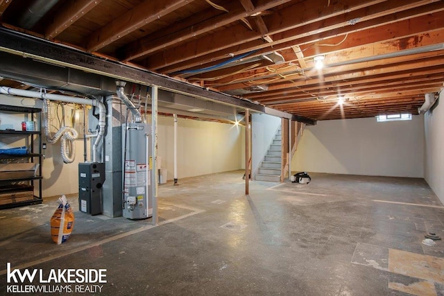 basement with water heater