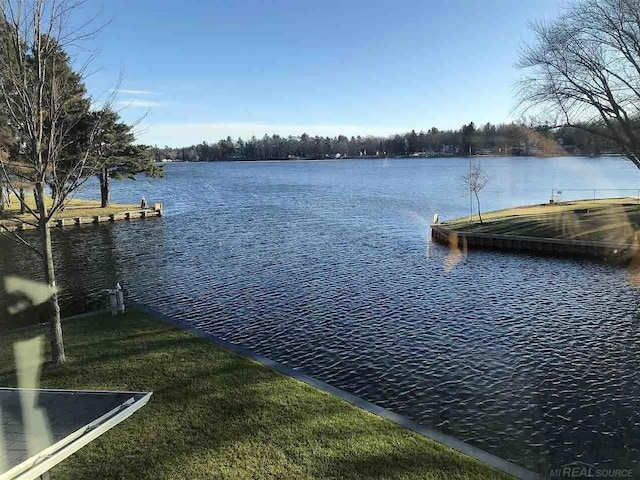 view of dock featuring a water view