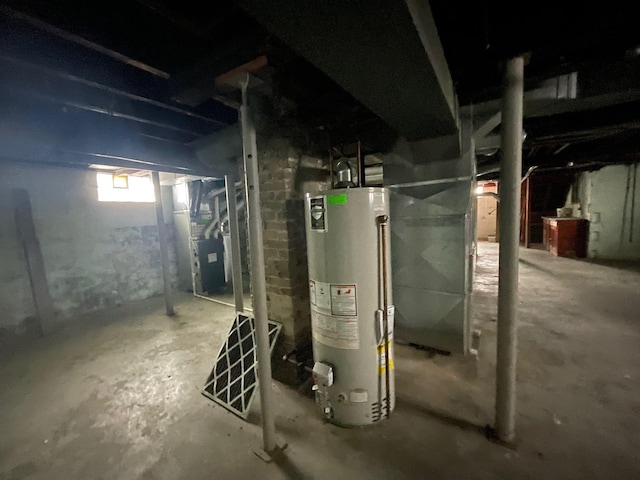 basement with gas water heater