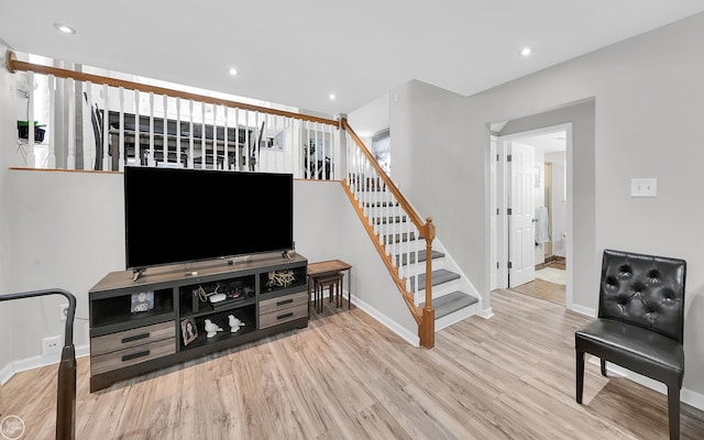 living room featuring light hardwood / wood-style flooring