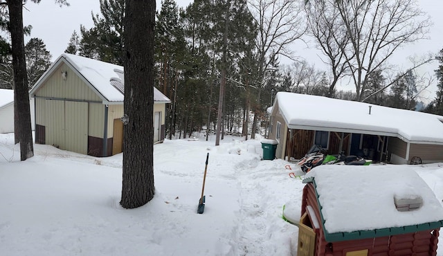 view of yard covered in snow