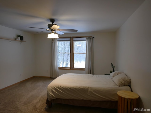 bedroom with carpet floors and ceiling fan