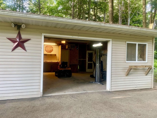 view of garage