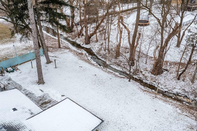 view of yard covered in snow