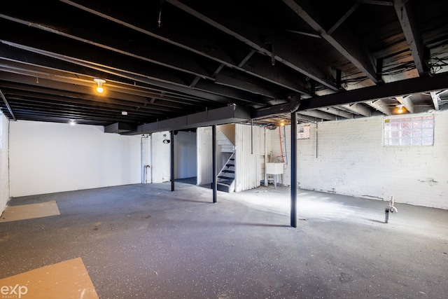 basement with sink