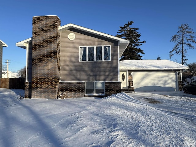 view of snow covered exterior