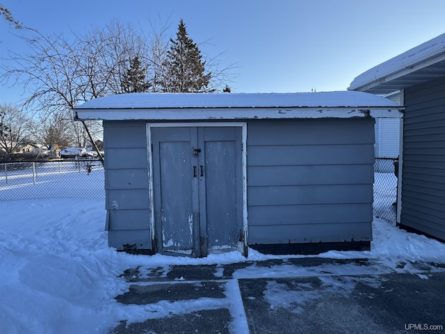 view of snow covered structure