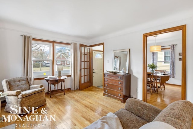 living room featuring light hardwood / wood-style floors