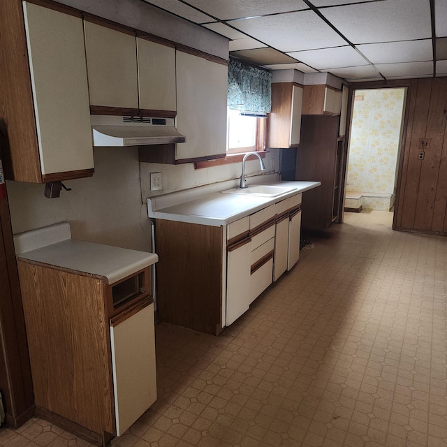 kitchen with sink and a paneled ceiling