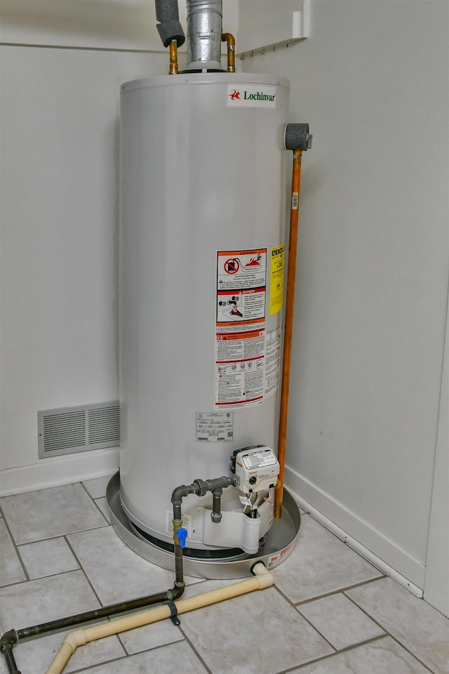 utility room with gas water heater