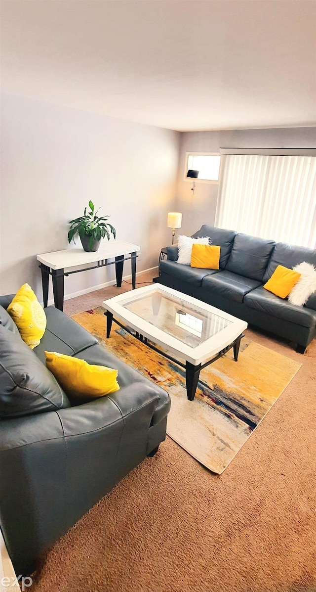 living room featuring carpet flooring