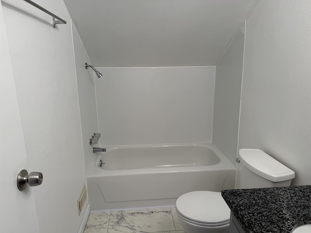 bathroom featuring marble finish floor, vanity, and toilet