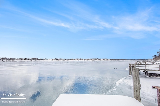 view of dock featuring a water view