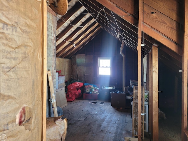 view of unfinished attic