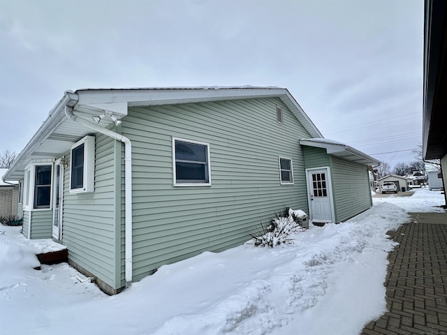 view of snow covered exterior