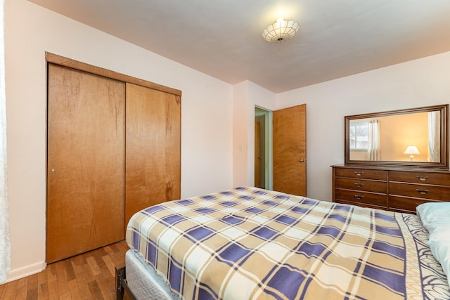 bedroom featuring a closet and wood finished floors