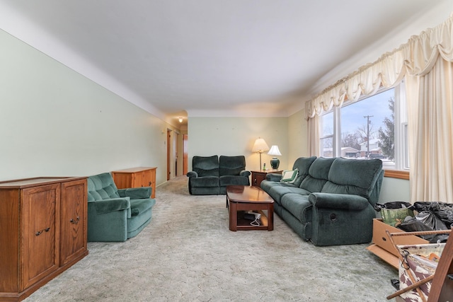 view of carpeted living area