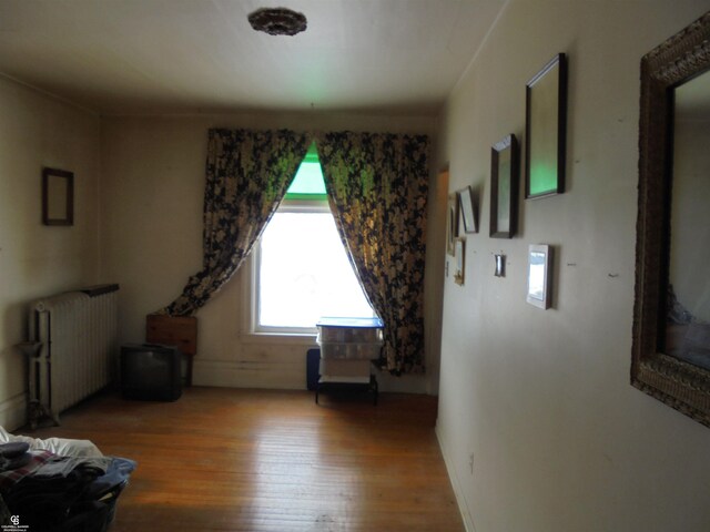 3606 Cadieux Rd, Detroit, MI 48224 - dining area featuring baseboards, hardwood / wood-style floors, and radiator heating unit
