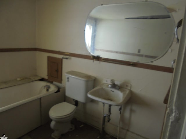3606 Cadieux Rd, Detroit, MI 48224 - bathroom featuring toilet, a sink, and a bath