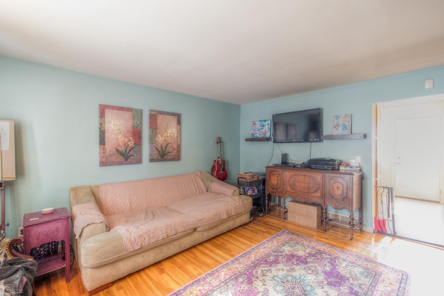 living area with wood finished floors