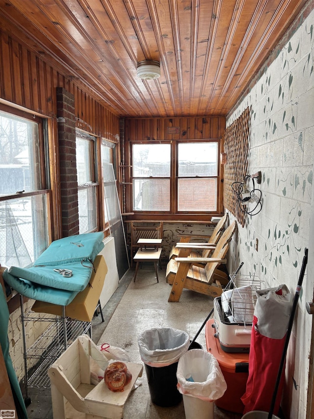 interior space with wooden ceiling