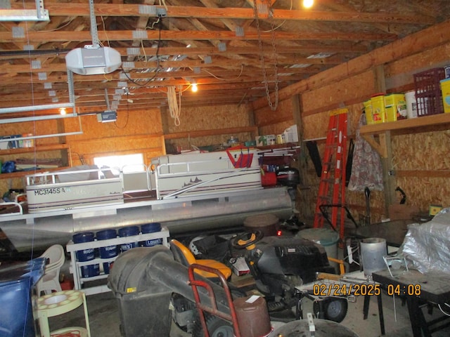 garage with a garage door opener