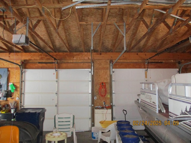 garage with a garage door opener