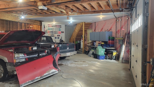 garage with a garage door opener