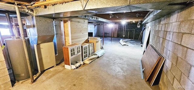 basement with gas water heater