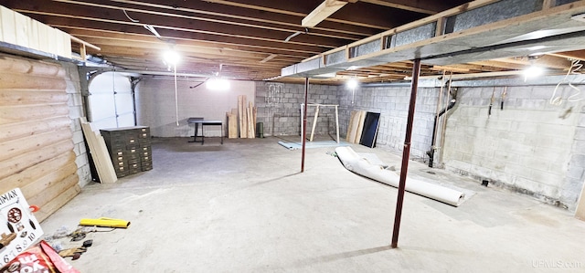 view of unfinished basement