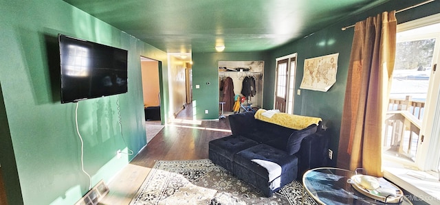 living room with wood finished floors