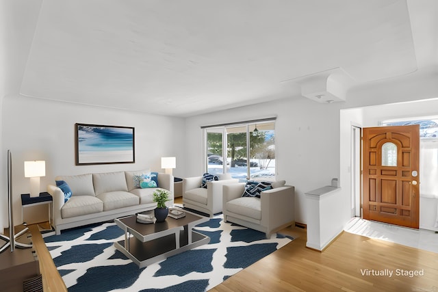 living room featuring light wood finished floors