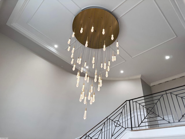 interior details featuring recessed lighting and crown molding