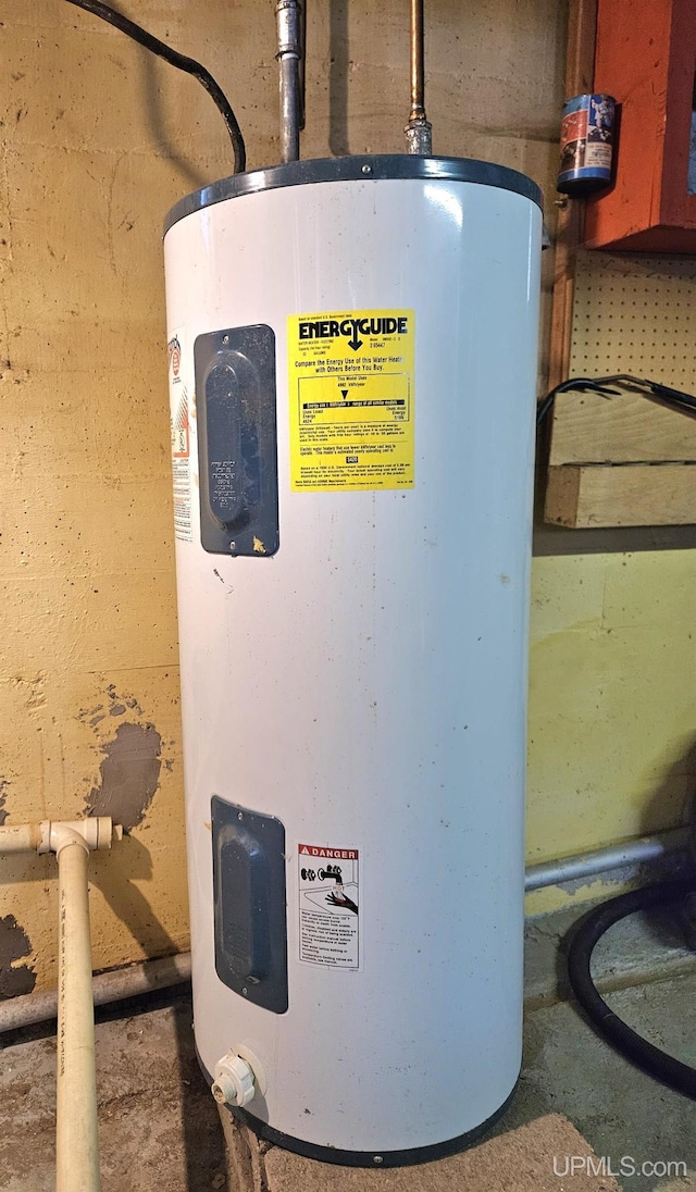 utility room with electric water heater