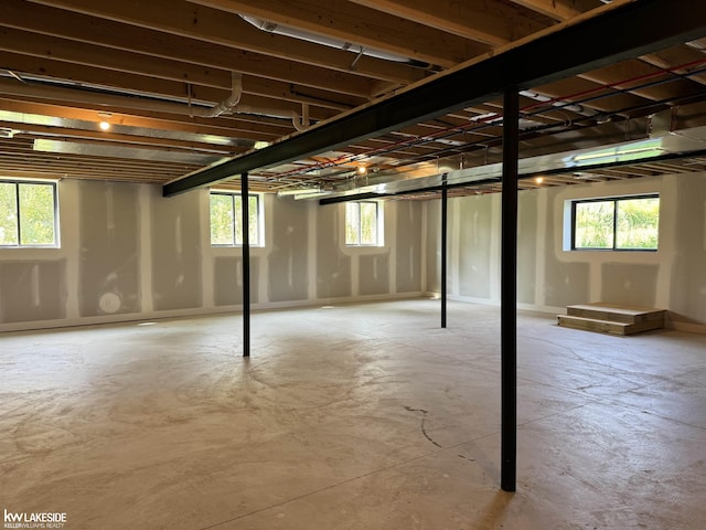 basement featuring a wealth of natural light