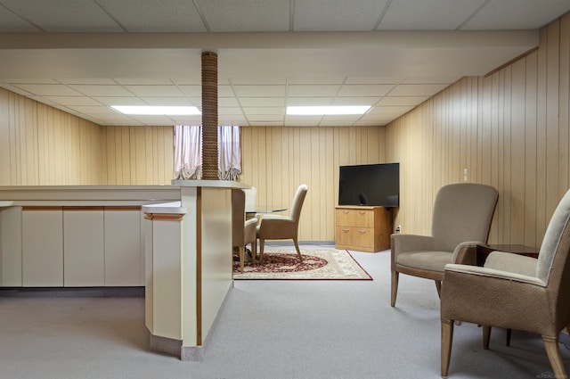 office featuring a drop ceiling and carpet flooring