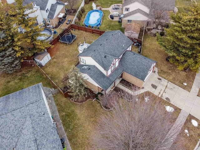 bird's eye view with a residential view