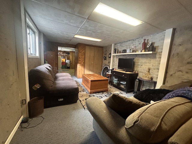 living area with light colored carpet