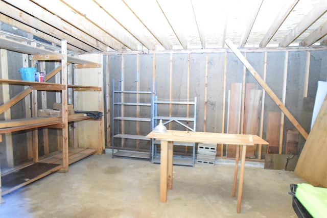 view of unfinished basement