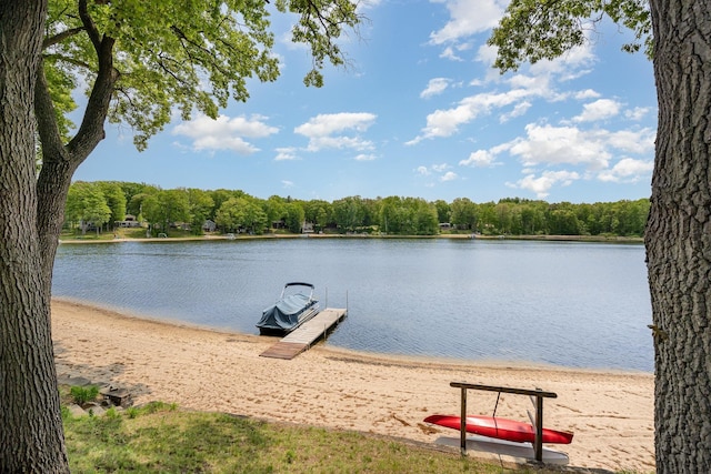 7836 W Perch Lake Dr, Lake, MI 48632 - dock area featuring a water view and a forest view