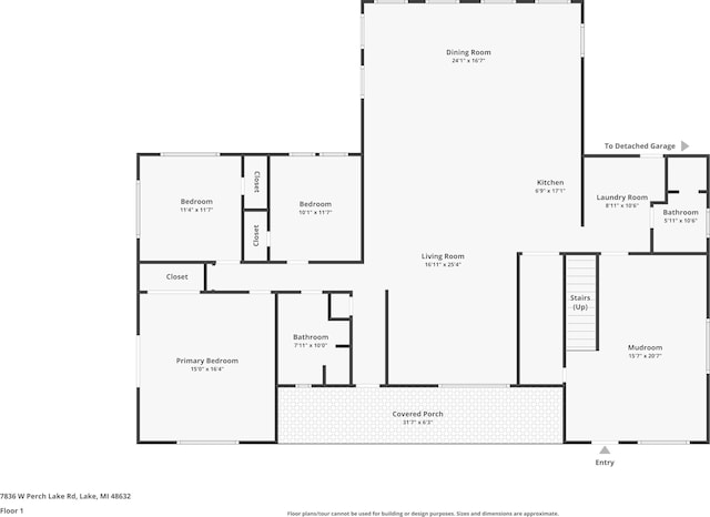 7836 W Perch Lake Dr, Lake, MI 48632 - home floor plan