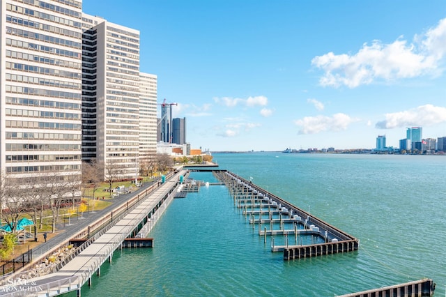 property view of water featuring a view of city