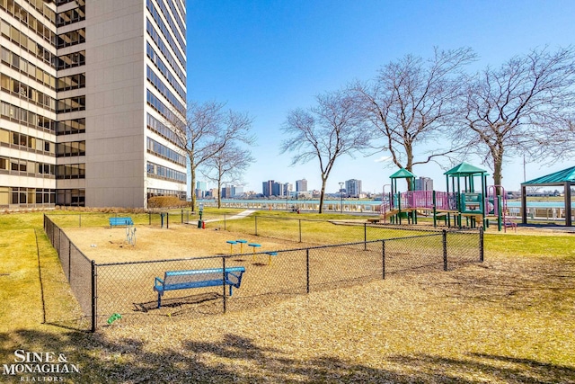 communal playground with fence