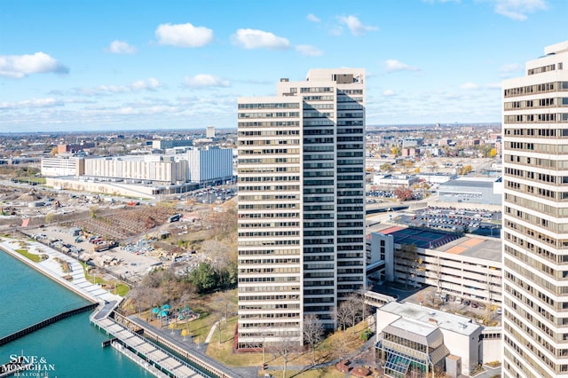 property's view of city with a water view