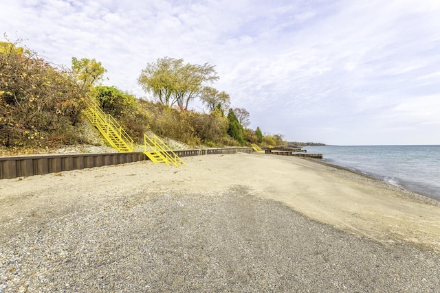 view of water feature featuring a beach view