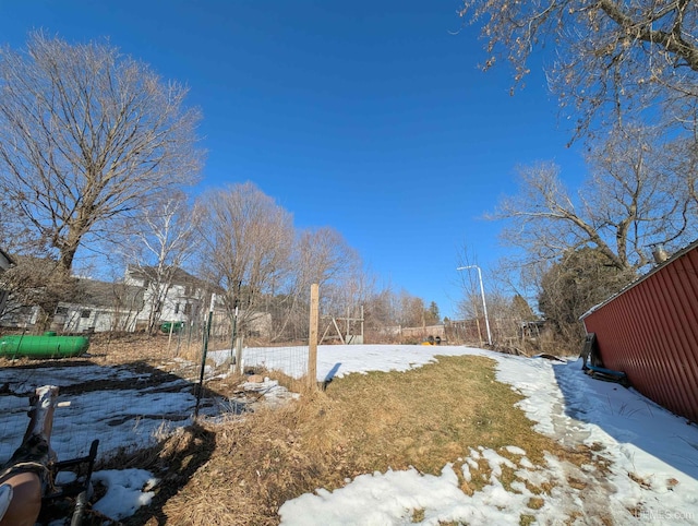 view of yard covered in snow