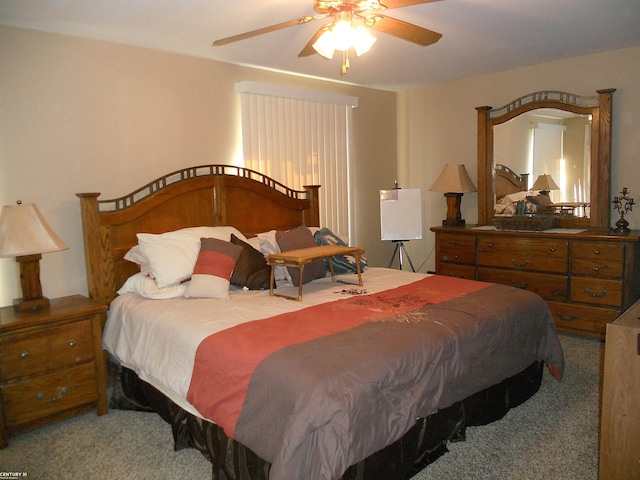 bedroom with carpet and ceiling fan